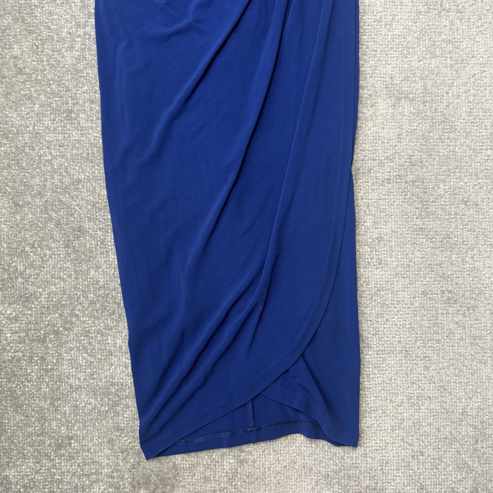 Nicole Miller Dress Womens 4 Blue Sleeveless V Neck Pleated Ruched Cocktail USA - Picture 3 of 11